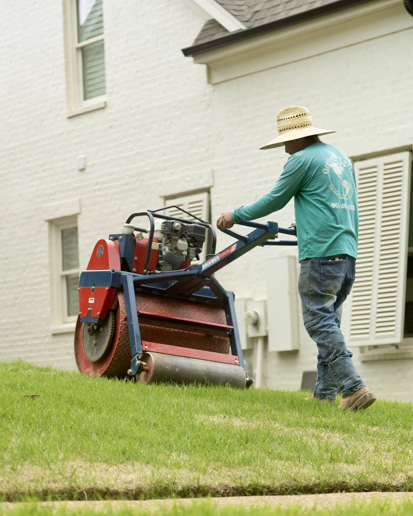 Brouwer sod roller on fresh sod at an Eads, TN home