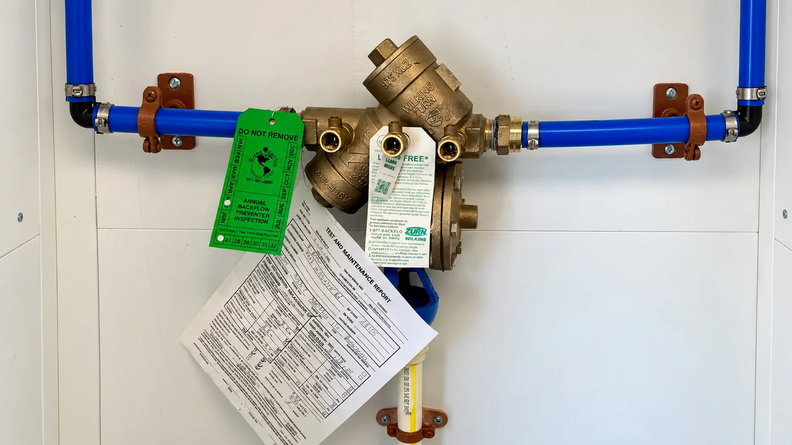 Wilkins backflow preventer assembly on Memphis irrigation system by Green Earth LLC