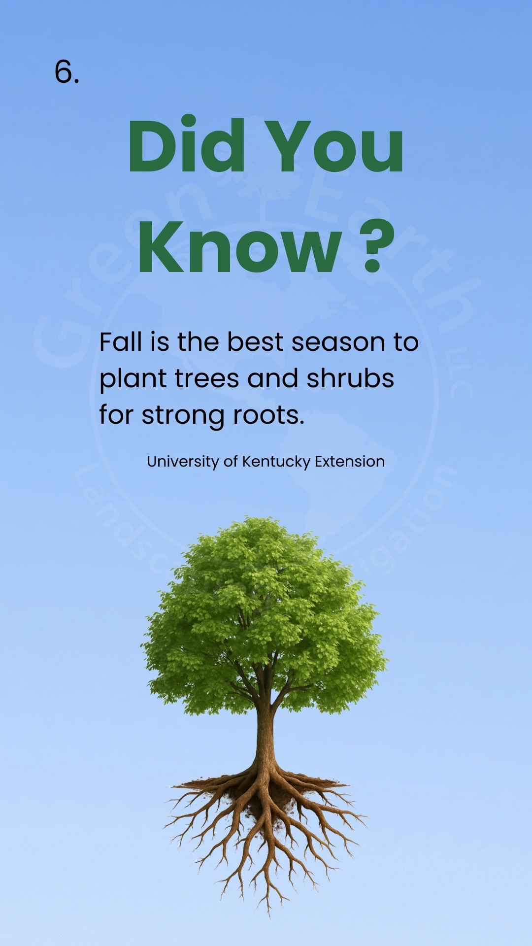 Did You Know card: fall is the best season to plant trees and shrubs for strong roots